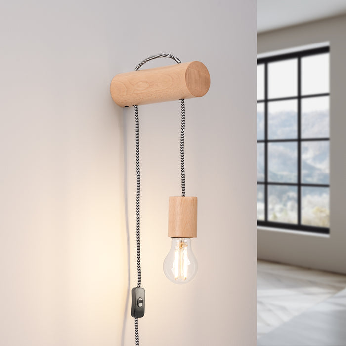 SOLLUX SL.1644 Aplique NIMBI E27 con interruptor madera natural/blanco/negro