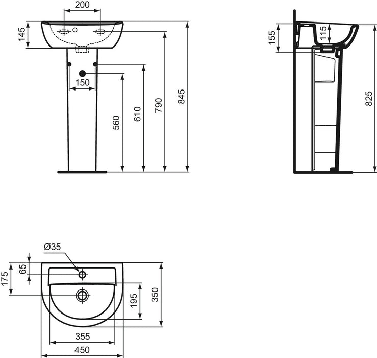 IDEAL STANDARD R206601 EUROVIT White Pedestal