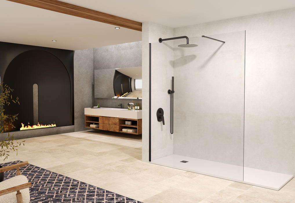 SB_X SCREEN Mampara Fijo Ducha 8 MM Negro Mate Transparente