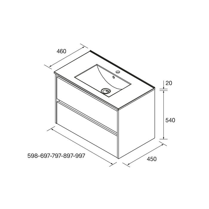 SALGAR NOJA Bathroom Furniture with Sink 2 Drawers White Gloss Color