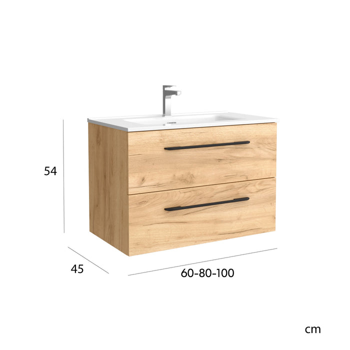 SALGAR MORAI Mueble de Baño con Lavabo Color Roble