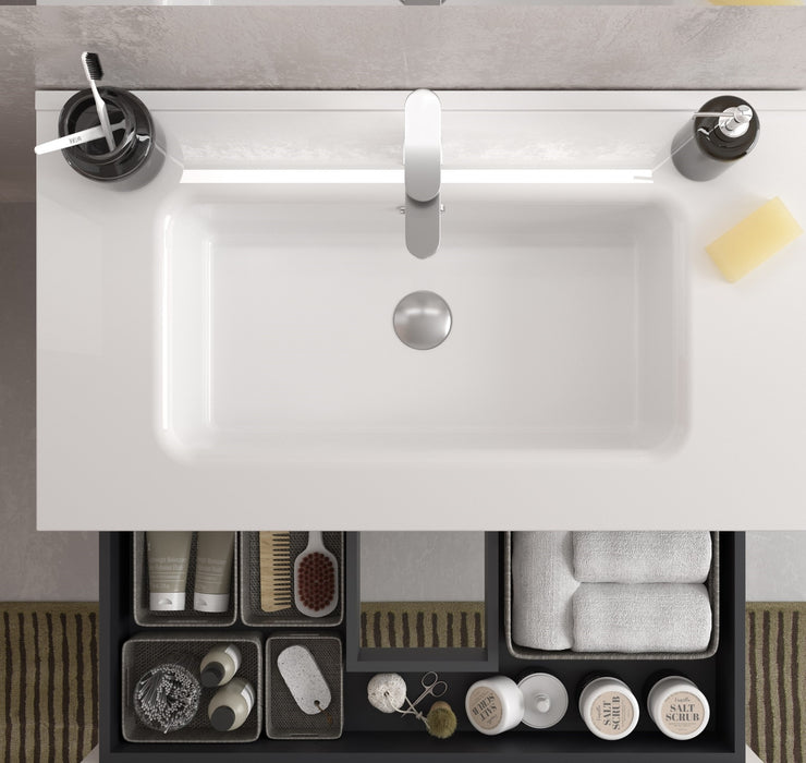 SALGAR 117554 BEQUIA PLUS METAL Mueble de Baño 1 poza Porcelana 110cm Roble