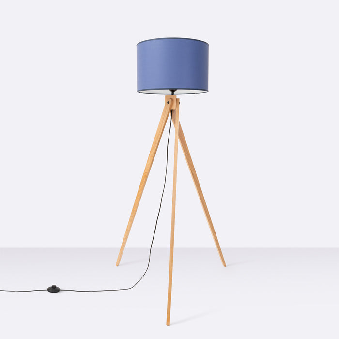 SOLLUX SL.1906 Lámpara de pie NATT navy azul marino/madera natural