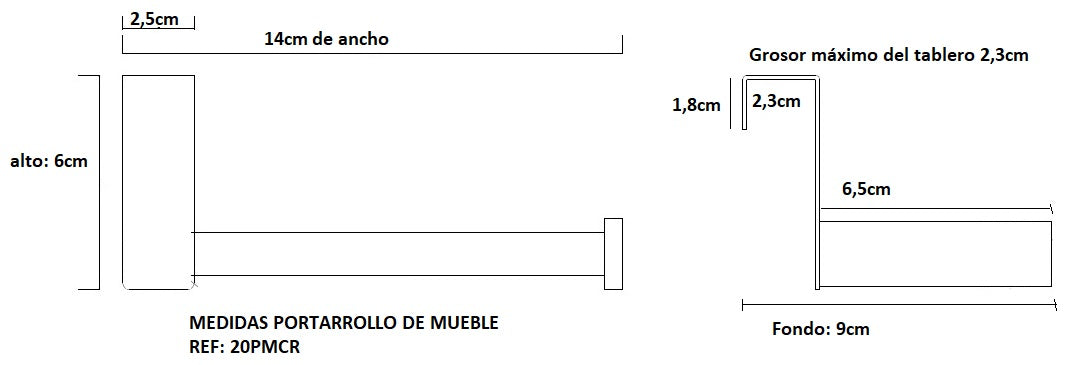 ARCOBAÑ 20PMCR  Portarrollos De Mueble Acero