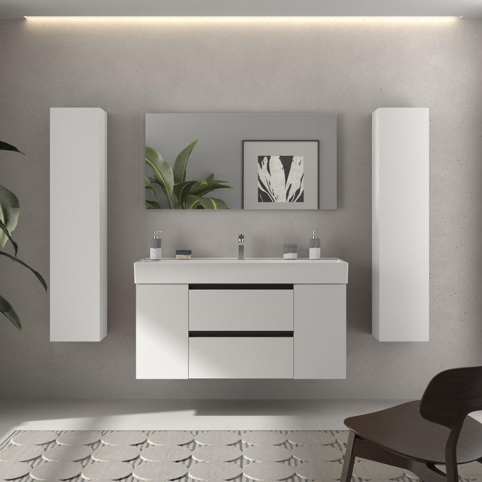 SALGAR 116053 BEQUIA PLUS METAL Mueble de Baño 1 poza Porcelana 120cm Blanco Mate