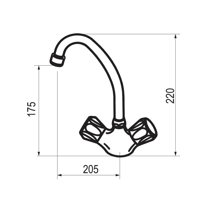 PRESTO 3831000 Elipse cocina repisa bimando Cromo