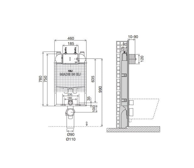 OLI 878929 OLI74 PLUS Built-in Mechanical Cistern Simflex Double Inlet