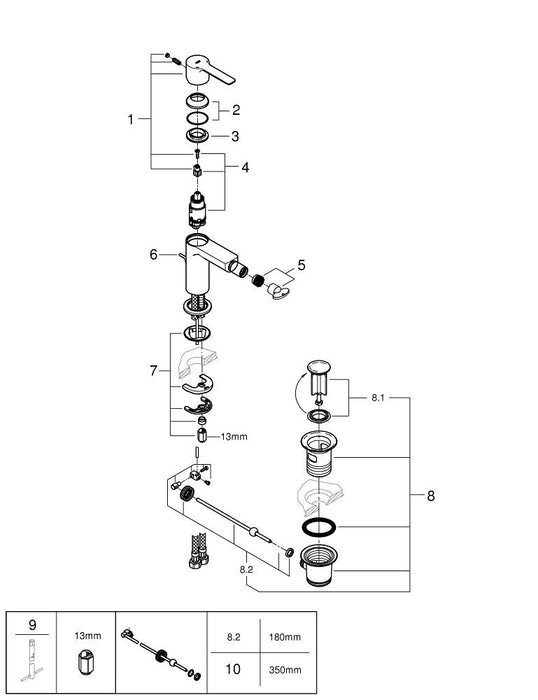 GROHE 31 498 DL1  BLUE Home Starter Kit con grifo Mono caño en C cobre cepillado