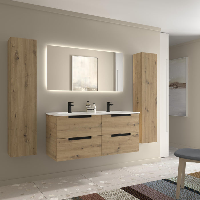 SALGAR 121982 LENI Mueble de Baño 2 pozas Porcelana 120cm Roble