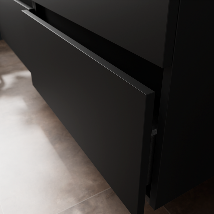 SALGAR BEQUIA Mueble de Baño con Lavabo 2 Cajones 1 Puerta Izquierda Negro Mate