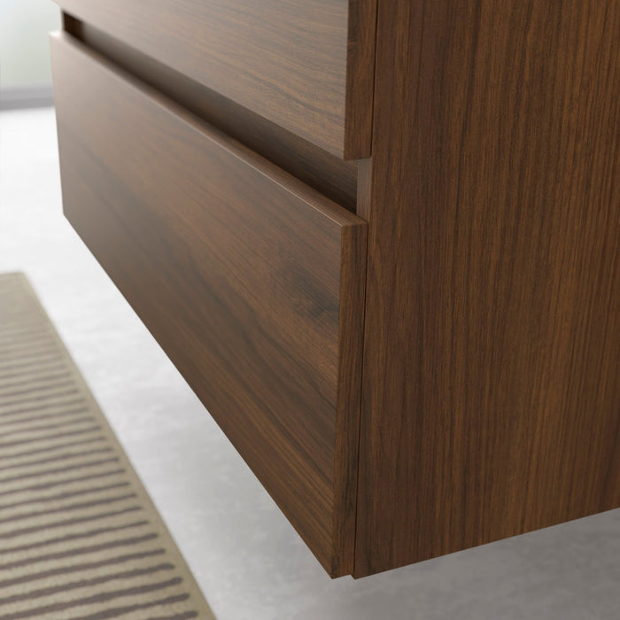 SALGAR BEQUIA Mueble de Baño con Lavabo 2 Cajones 1 Puerta Izquierda Nogal Maya