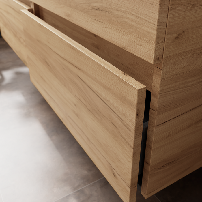 SALGAR BEQUIA Mueble de Baño con Lavabo 2 Cajones 1 Puerta Izquierda Roble África