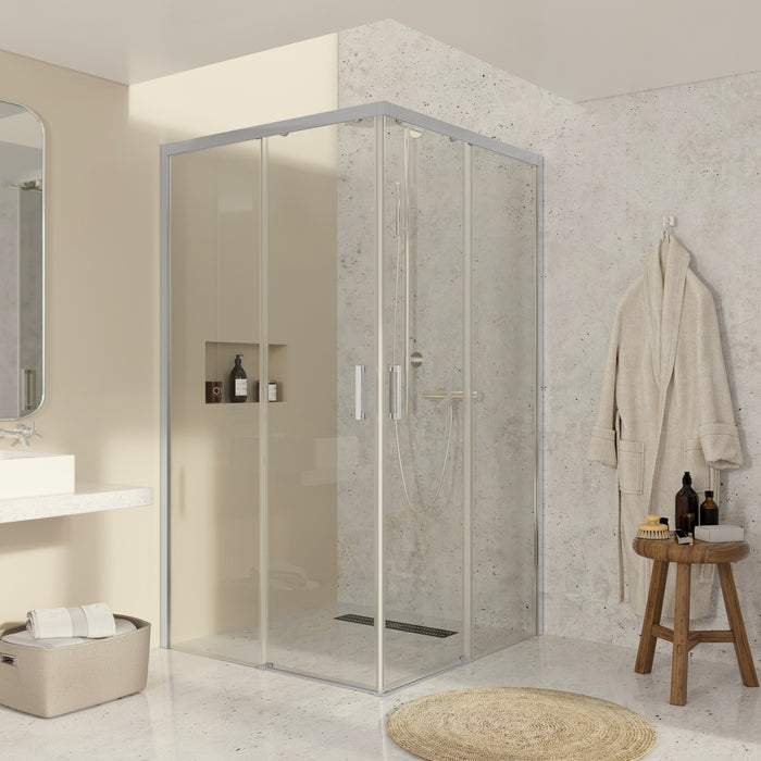 BATHME NOEL 4 Mampara Ducha Angular Corredera Cromo Transparente