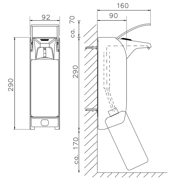 MEDICLINICS DJ0057 Aluminum Wall-Mounted Liquid Soap Dispenser