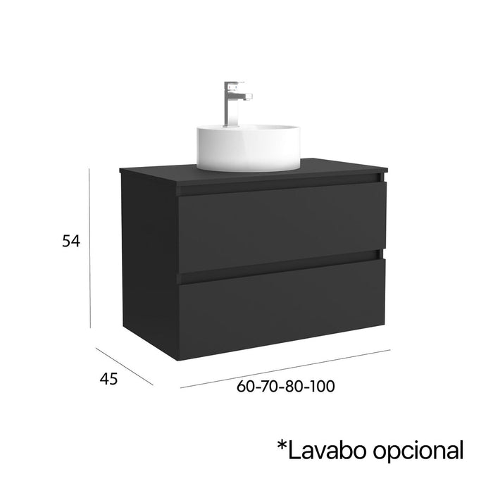 SALGAR BEQUIA Mueble de Baño con Tapa Encimera Color Negro Mate