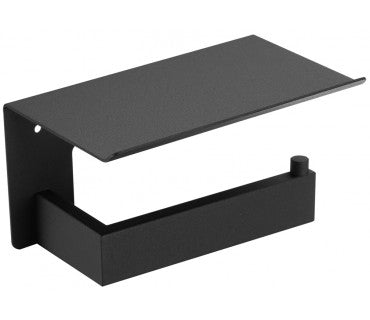 MEDICLINICS AI2005B AURA Portarrollos con Estante Negro Mate Papel Higiénico