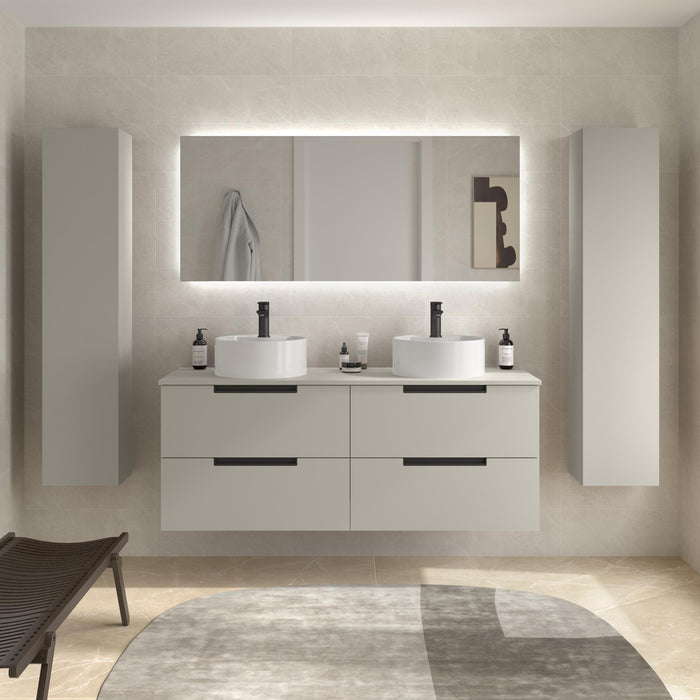 SALGAR 122009 LENI Mueble de Baño 2 pozas Porcelana 120cm Gris mate