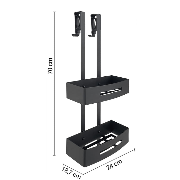 GEDY 77191400000 POSEIDON Porta objetos de ducha doble para colgar negro mate