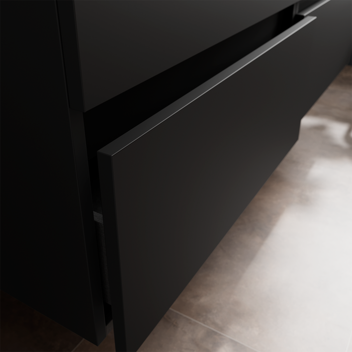 SALGAR 110544 BEQUIA Mueble de Baño con Lavabo de Posar y Encimera 120 cm 2 Cajones 2 Puertas Negro Mate Roble