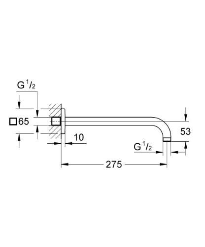 GROHE 27 488 000 Wall shower arm Rsh square flange 275mm