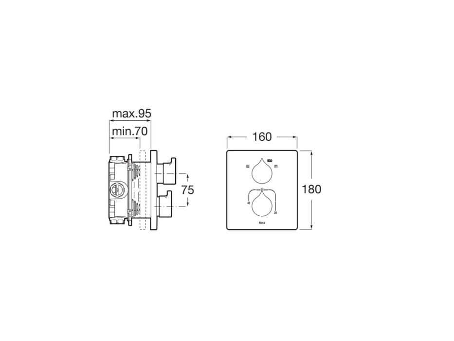 ROCA A5A0C3ARG0 INSIGNIA Grifo Termostático Empotrable para Baño-Ducha con Desviador-Regulador de Caudal Oro Rosa