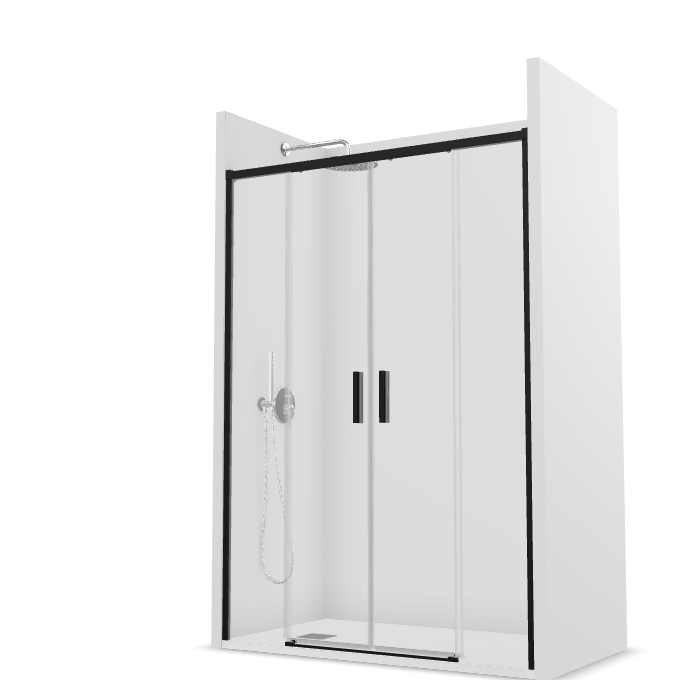 PROFILTEK SA-825 SALMA PLUS 2 sliding leaves + 2 fixed leaves. 8 MM Black Transparent