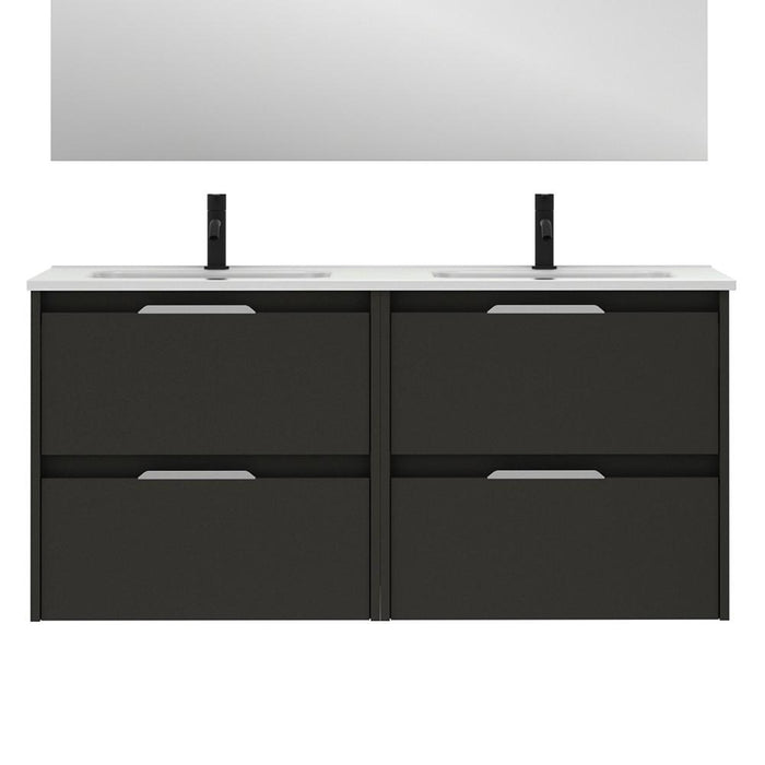 AMIZUVA C0073819 SUKI Mueble de Baño con Lavabo 4 Cajones 120 cm Antracita Brillo