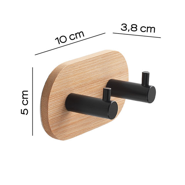 GEDY 11274100100 JUNCOS Percha Doble Natural-Negro Mate