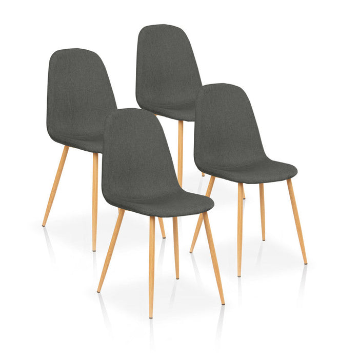 FURNITURE STYLE FS5192PIZAFAB MARGOT Pack 4 Textile Dining Chairs Slate Gray Color