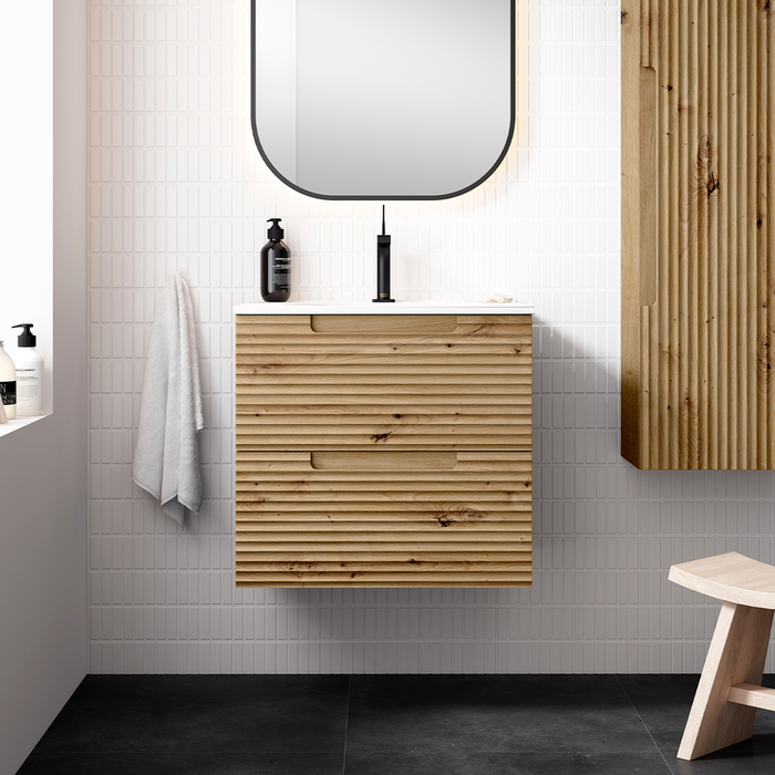 VISOBATH KYOTO Mueble de Baño con Lavabo 2 Cajones Suspendido Color Roble Costa