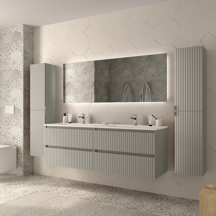 SALGAR 121753 KIRA Mueble de Baño 2 pozas Solid Surface 160cm Gris mate