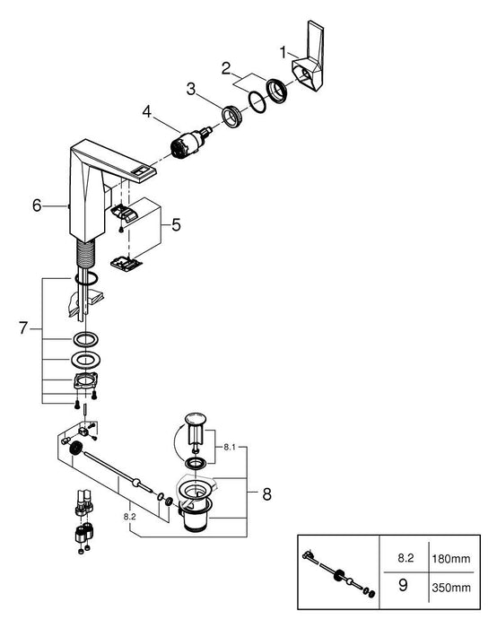 GROHE 10 221 824 TEMPESTA 210 Conjunto de ducha mural con brazo de 286 mm, 1 chorro Negro mate