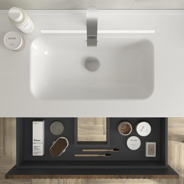 SALGAR 121747 KIRA Mueble de Baño 2 pozas Porcelana 120cm Nogal