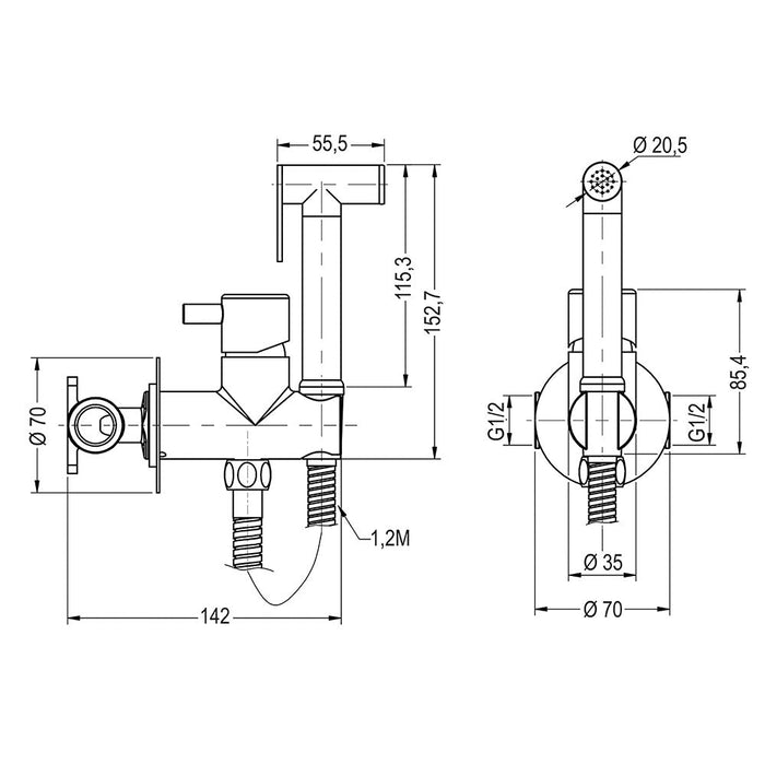 LLAVISAN L156474 Grifo Monomando WC Duchita Agua Fría Caliente Negro Mate