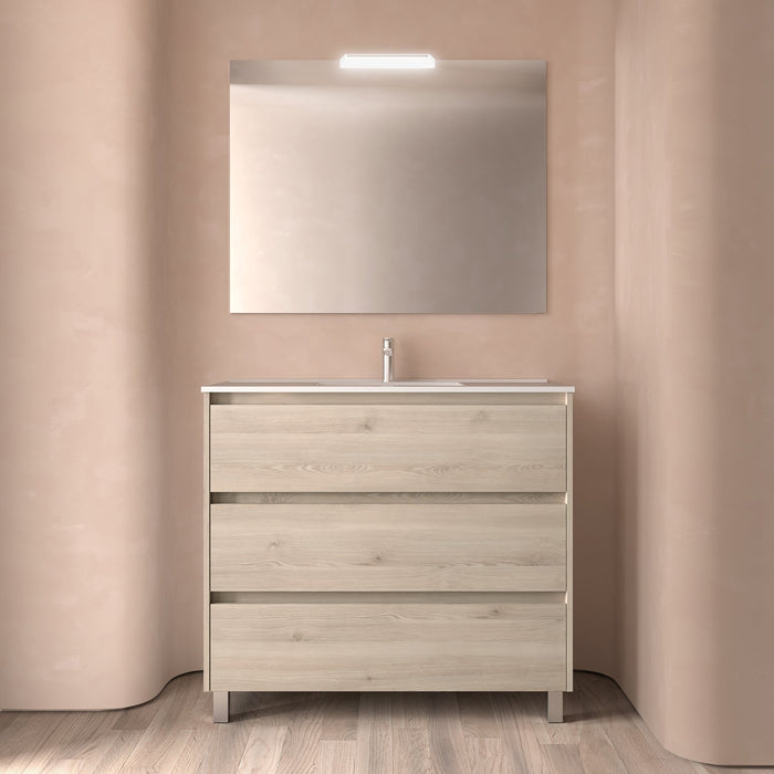 SALGAR NOJA Conjunto Mueble de Baño Completo 3 Cajones Color Natural