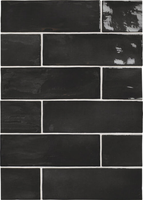 CARMEN A039210 SEVILLE BLACK 6,5x20 Azulejo Esmaltado