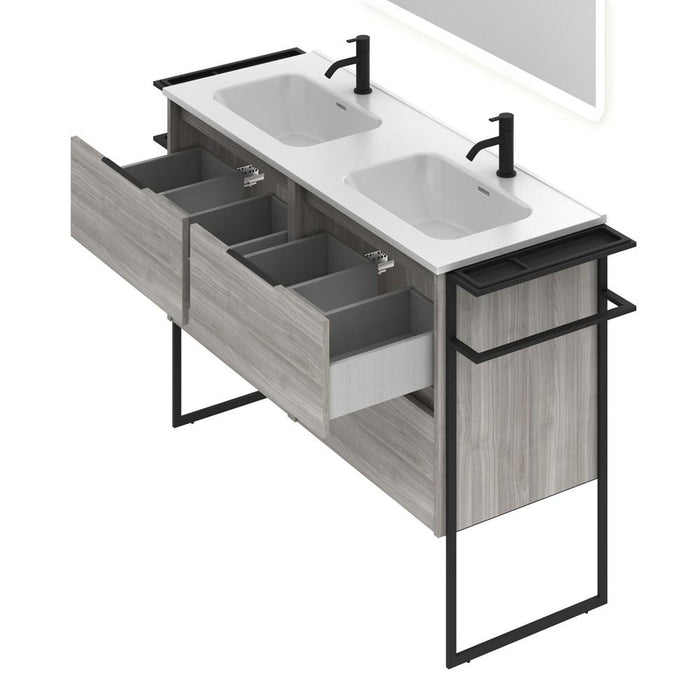 AMIZUVA C0073758 KEIKO Mueble de Baño con Lavabo 4 Cajones 120 cm Gris Arenado