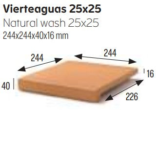 GRES DE ARAGON 900036 NATURAL Vierteaguas 25x25 (Caja 8 Piezas)