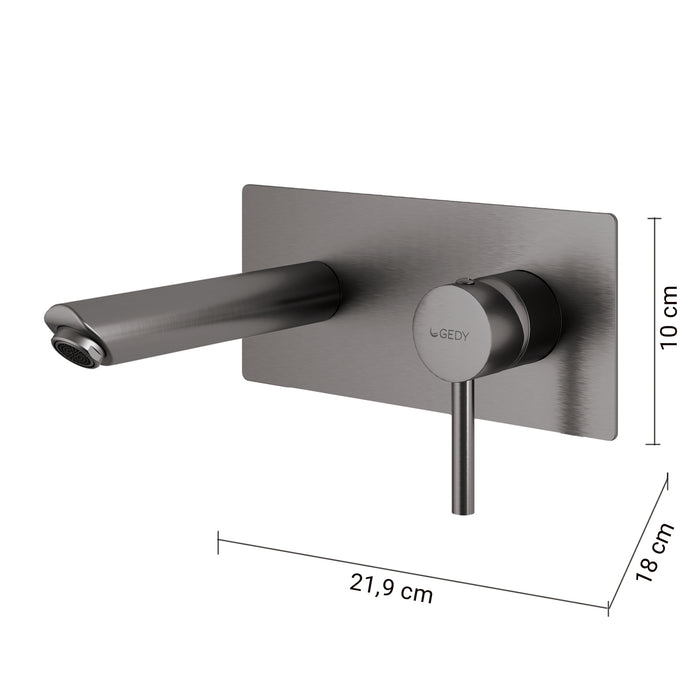 GEDY MXGA0781000 GARDA Grifo de pared para lavabo gun metal