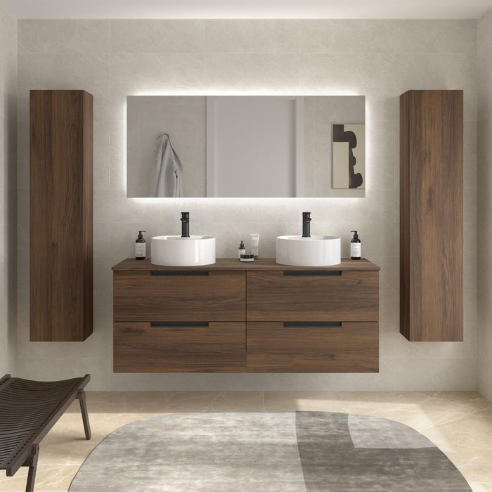SALGAR 122015 LENI Mueble de Baño 2 pozas Porcelana 140cm Nogal