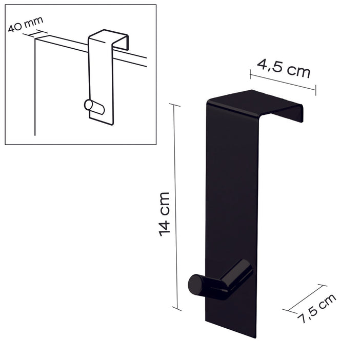 GEDY 21251400100 Percha Simple Puerta 40MM Negro Mate