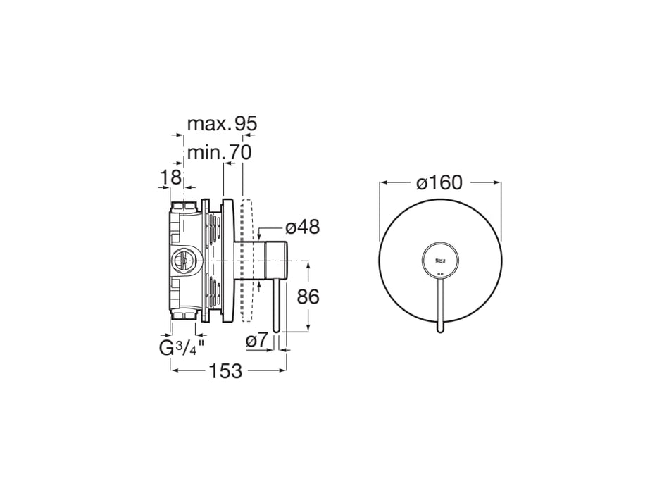 ROCA A5A2B3FCN0 NU Grifo Monomando Empotrable para Baño o Ducha Maneta Pin Negro Titanio