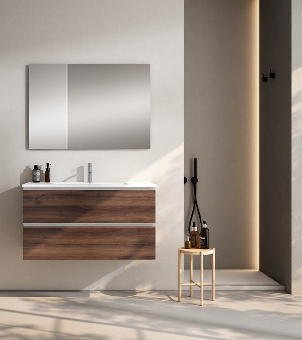 VISOBATH GRANADA Conjunto Completo Mueble de Baño Suspendido 2 Cajones Color Valenti Tirador Aluminio