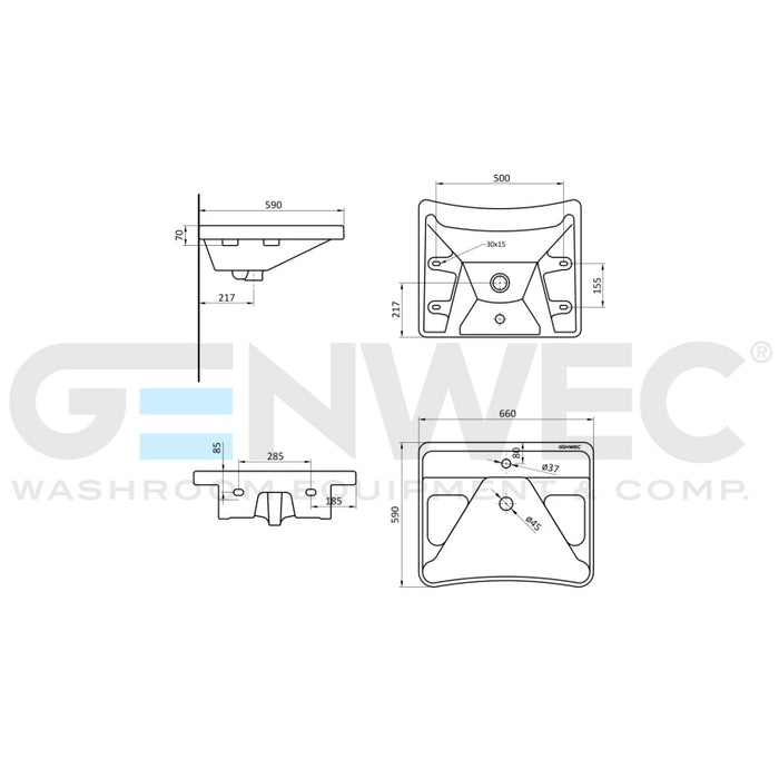 GENWEC GW11 49 07 00 Ergonomic White Sink