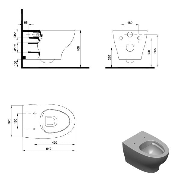 SANITANA POP ART Inodoro Rimless Suspendido Blanco Brillo