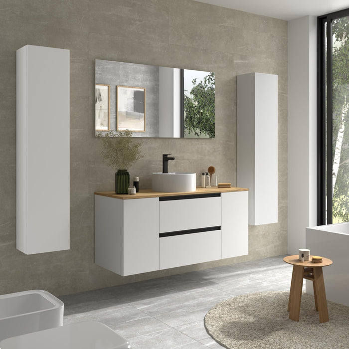 SALGAR 116073 BEQUIA PLUS METAL Mueble de Baño 1 poza Porcelana 120cm Blanco Mate