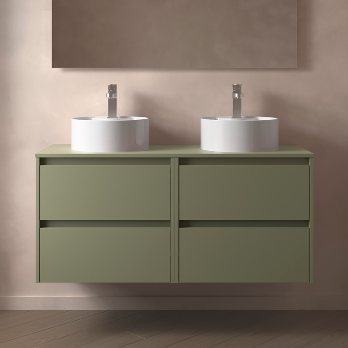 SALGAR 105529 NOJA Mueble de Baño con Tapa Encimera 4 Cajones 140 cm Color Verde Mate