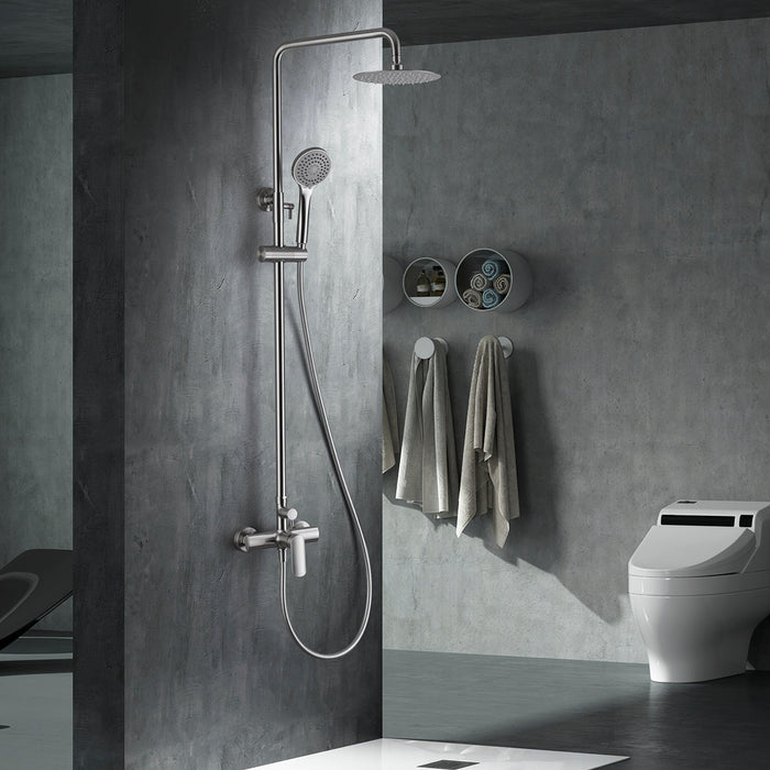 IMEX BDG040/NQ URAL Grifo Monomando Conjunto de Ducha Telescópico Níquel Cepillado