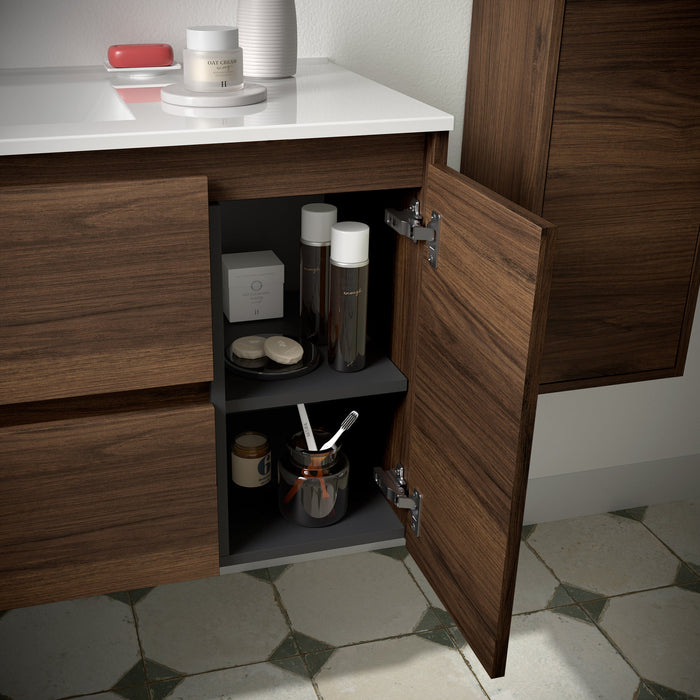 SALGAR NOJA 910 Mueble de Baño con Lavabo 2 Cajones 1 Puerta Izquierda Color Nogal Maya