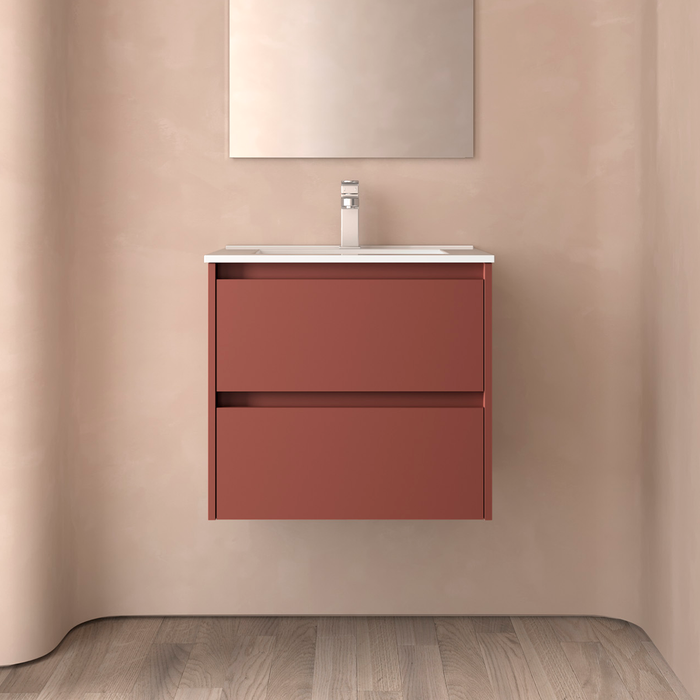 SALGAR NOJA Bathroom Furniture with Sink 2 Drawers Matte Red Color